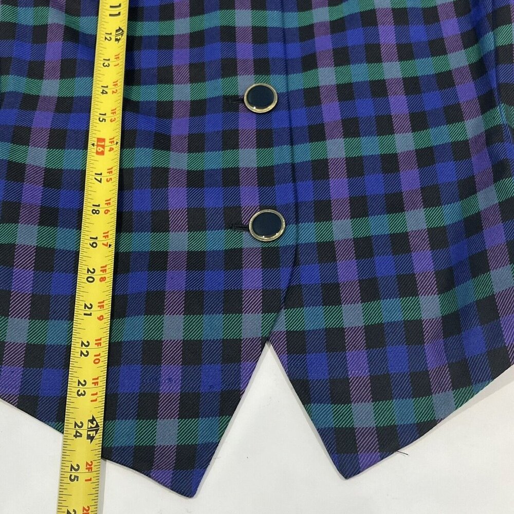 Vintage Fashion Attitudes Bright Plaid Polyester Blend Blazer Women 16 (Large) - Picture 13 of 15